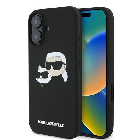 ⁨Karl Lagerfeld KLHMP16MSKCHPPLK iPhone16 Plus 6.7" czarny/black hardcase Silicone Double Heads Print MagSafe⁩ w sklepie Wasserman.eu