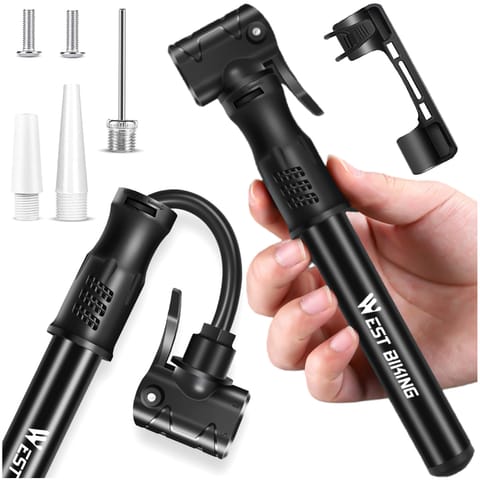 ⁨Pompka rowerowa aluminiowa Alogy Mini Bike Pump 100psi z uchwytem ręczna Czarna⁩ w sklepie Wasserman.eu