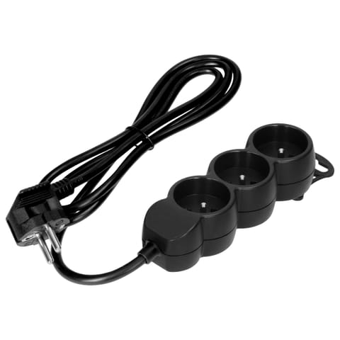 ⁨Przedłużacz 3x2P+Z,1,4m, 3x1mm-, czarny⁩ w sklepie Wasserman.eu