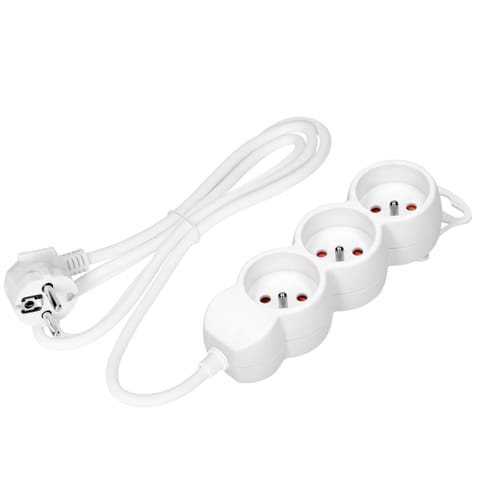 ⁨Przedłużacz 3x2P+Z,1,4m, 3x1mm?, biały⁩ w sklepie Wasserman.eu