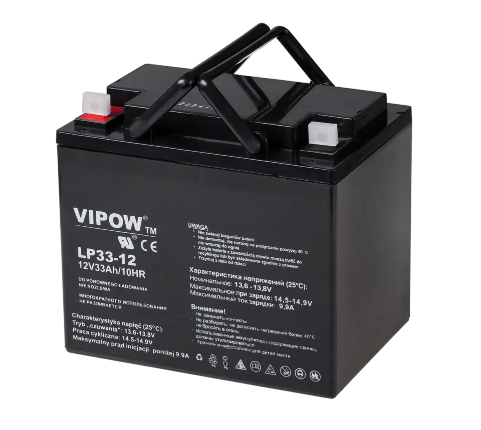 ⁨Gel battery VIPOW 12V 33Ah⁩ at Wasserman.eu