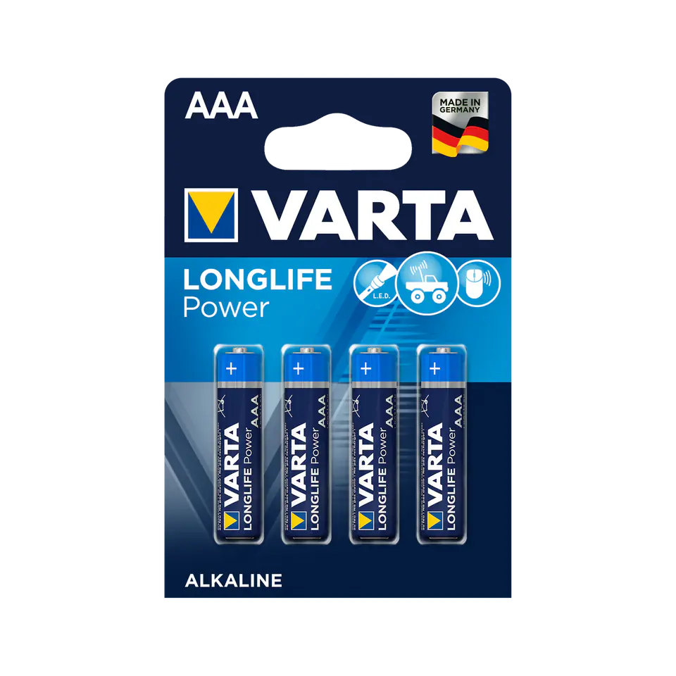 ⁨4X BATTERIES VARTA LONGLIFE POWER AAA LR3 Alkaline⁩ at Wasserman.eu