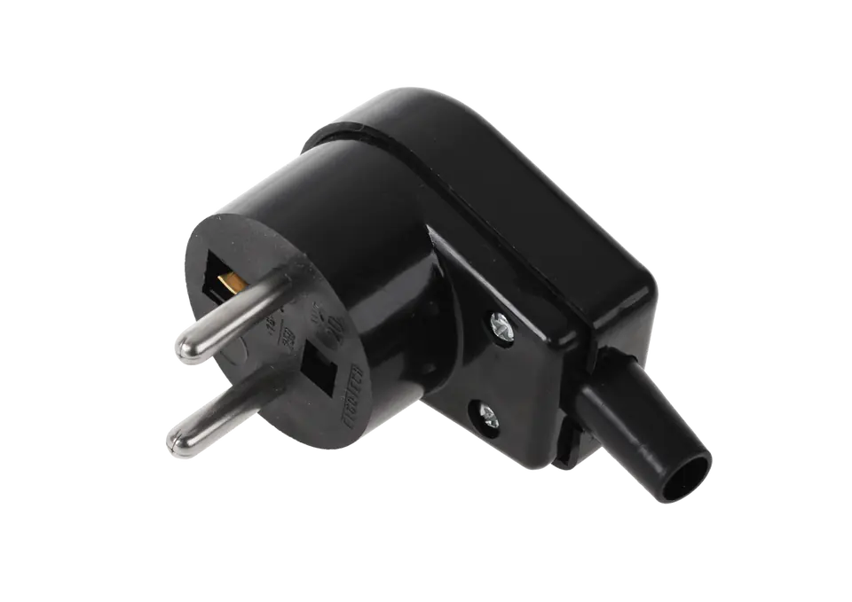 ⁨Angle plug with grounding black WT-20S-2⁩ at Wasserman.eu