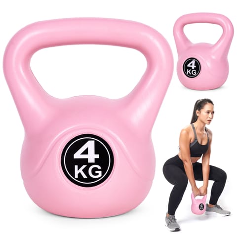 ⁨Kettlebell kettle 4 kg do ćwiczeń hantla kula odważnik obciążenie ciężar fitness różowy ModernHome⁩ w sklepie Wasserman.eu