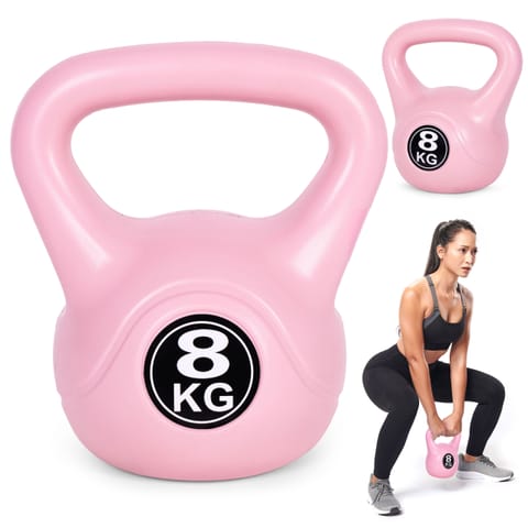 ⁨Kettlebell kettle 8 kg do ćwiczeń hantla kula odważnik obciążenie ciężar fitness różowy ModernHome⁩ w sklepie Wasserman.eu