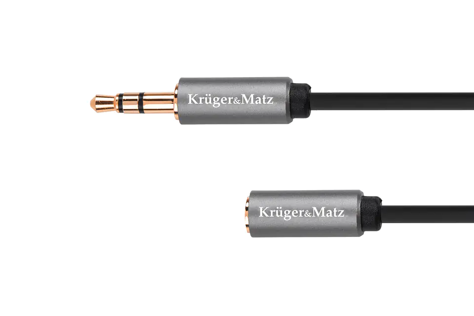 ⁨3.5 Klinkenkabel, Stereostecker - 3.5 Stereobuchse 1m Krüger&Matz Basic⁩ im Wasserman.eu