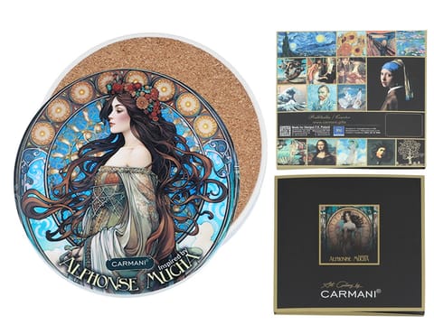 ⁨Podkładka ceramiczna, okrągła - Inspirowane malarstwem A. Mucha (CARMANI)⁩ w sklepie Wasserman.eu