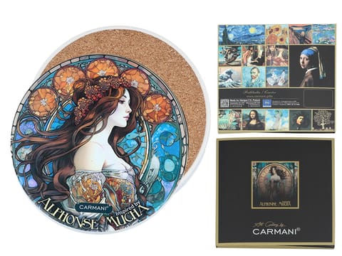 ⁨Podkładka ceramiczna, okrągła - Inspirowane malarstwem A. Mucha (CARMANI)⁩ w sklepie Wasserman.eu