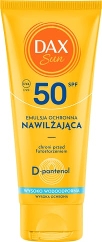 ⁨DAX Sun Nawilżająca emulsja ochronna SPF 50 Travel 100 ml⁩ w sklepie Wasserman.eu