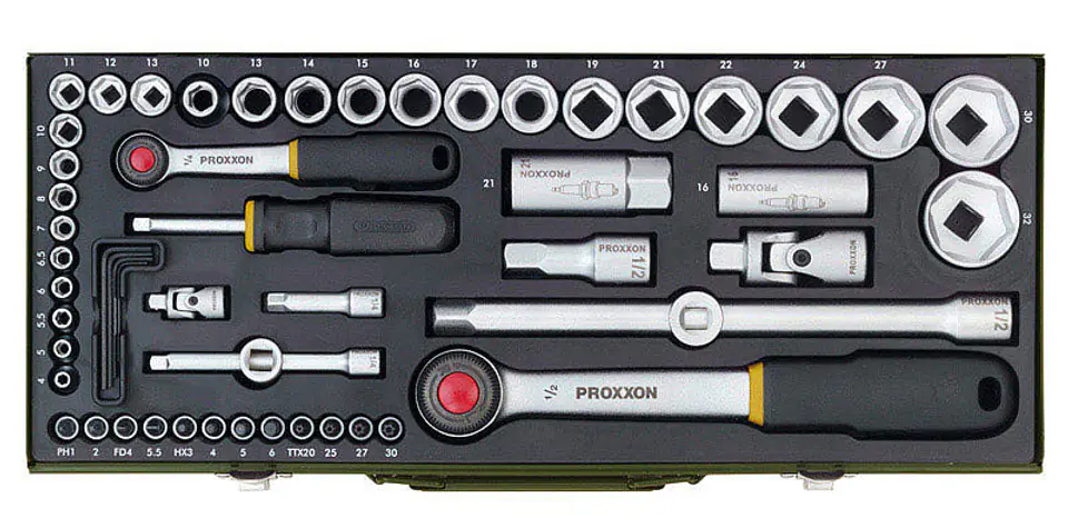 ⁨SET OF SOCKET WRENCHES WITH RATCHETS 1/2'' 1/4'', 56CZ.⁩ at Wasserman.eu