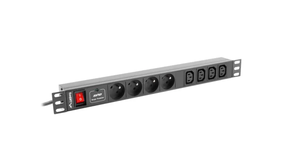 ⁨Listwa zasilająca RACK PDU 1U 10A 4x230V PL 4xIEC C13 2m czarna C14 PDU-04E04I-0200-IEC-BK⁩ w sklepie Wasserman.eu