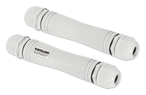 ⁨Intellinet Ultra Long Range Outdoor Fast Ethernet PoE+ Extender Kit Extends PoE up to 1000 m (3280 ft.), One PD Port up to 95 W, IEEE 802.3bt (4PPoE) Compatible, IP67 Waterproof and Dustproof, Set of Two Modules, Plastic, Gray⁩ at Wasserman.eu