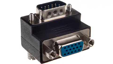 ⁨Adapter VGA D-Sub15 (F) - VGA D-Sub15 (M) kątowy 90stopni⁩ w sklepie Wasserman.eu