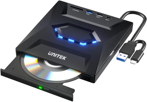 ⁨Unitek Nagrywarka zewnętrzna DVD/CD, Hub USB 5Gbps, czytnik kart SD T1037A01⁩ w sklepie Wasserman.eu