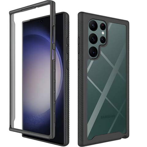 ⁨Etui do Samsung Galaxy S24 Ultra pancerne obudowa + folia na ekran hydrożelowa Case 360 Defense Pro czarne⁩ w sklepie Wasserman.eu