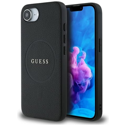 ⁨Etui Guess Grained Ring MagSafe do       iPhone 16e czarny⁩ w sklepie Wasserman.eu