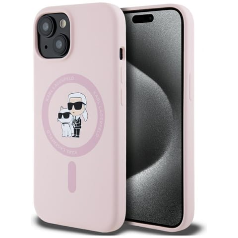 ⁨Etui Karl Lagerfeld Silicone             Karl&Choupette MagSafe do iPhone 15 Plus różowy⁩ w sklepie Wasserman.eu