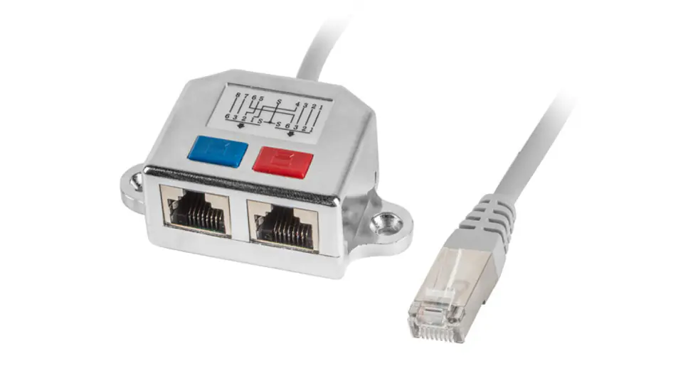 Adapter - rozdzielacz LAN RJ45 - 2xRJ45 FTP /2 urządzenia na 1 kablu/ AD-0026-S w sklepie Wasserman.eu