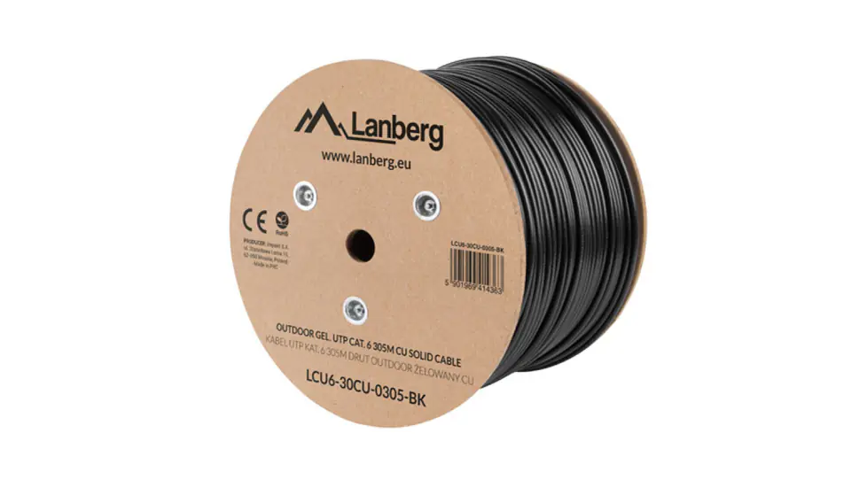 ⁨Gelled ICT cable U/UTP cat.6 4x2xAWG23 outdoor /305m/⁩ at Wasserman.eu