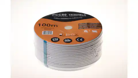 ⁨Libox Kabel koncentryczny PCC80 100m coaxial cable RG-6/U White⁩ at Wasserman.eu