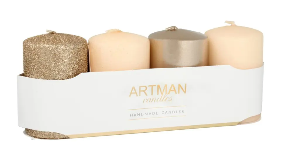 ARTMAN Świeca ozdobna 4-pack Mix szampan - walec mały 1op.-4szt w sklepie Wasserman.eu