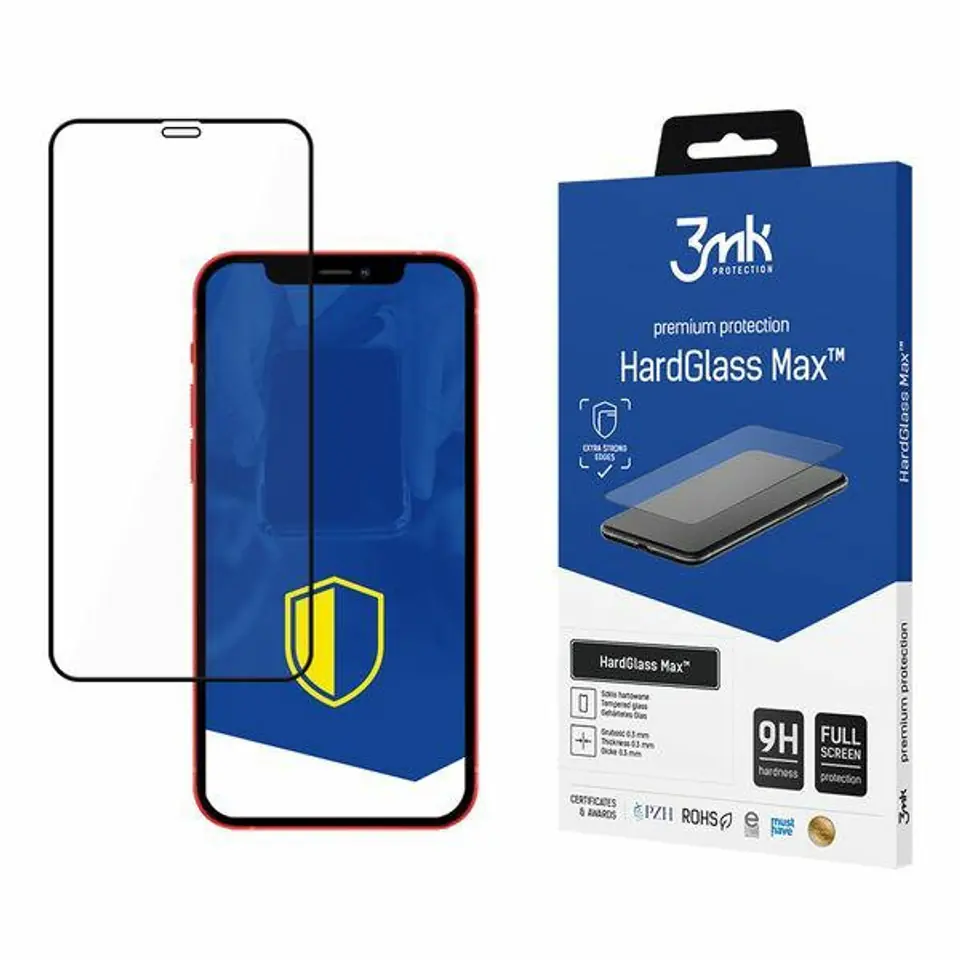 ⁨3MK HardGlass Max iPhone 12/12 Pro 6.1" black/black, FullScreen Glass⁩ at Wasserman.eu