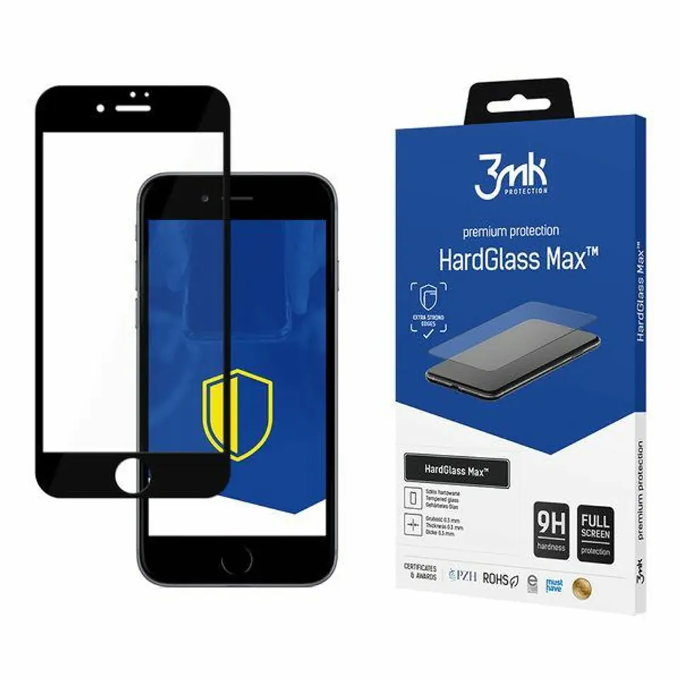 3MK HardGlass Max iPhone 8 Plus Black Black, FullScreen Glass at Wasserman.eu