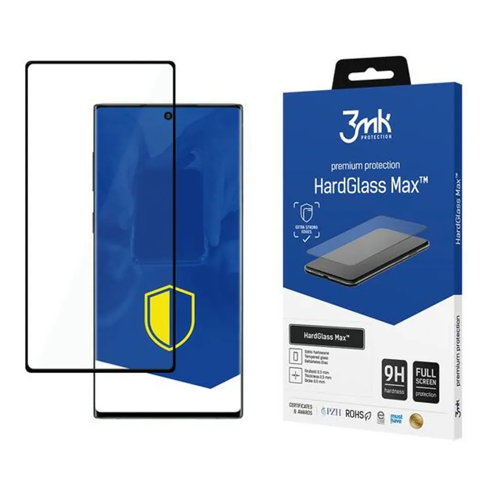 ⁨3MK HardGlass Max New Sam Note 10 N970 black/black, FullScreen Glass Sensor-Dot⁩ at Wasserman.eu