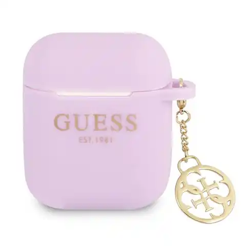 ⁨Guess 4G Charms Silicone Case - AirPods Case (Purple)⁩ at Wasserman.eu