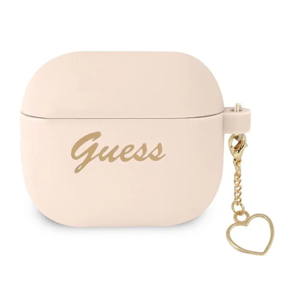 ⁨Guess GUA3LSCHSP AirPods 3 cover różowy/pink Silicone Charm Heart Collection⁩ w sklepie Wasserman.eu