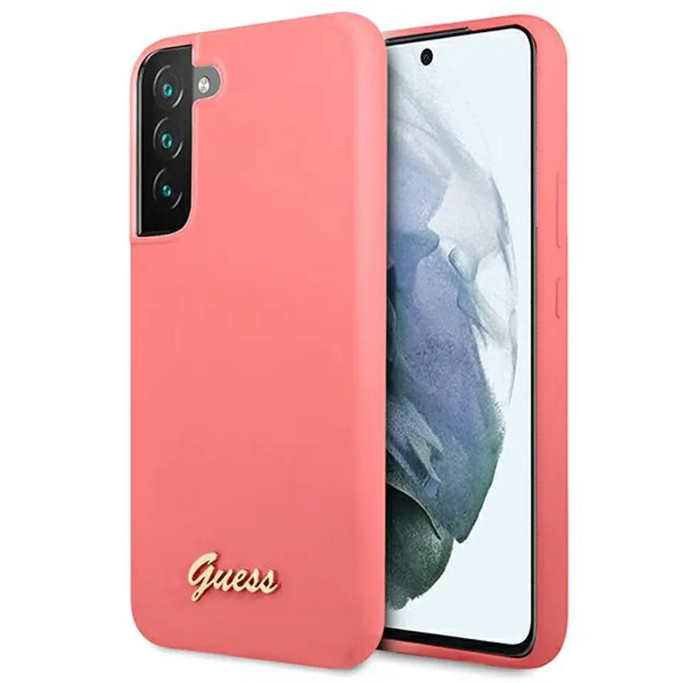 ⁨Guess GUHCS22MLSLMGFU S22+ S906 fuksja/fuchsia hardcase Silicone Script Metal Logo⁩ w sklepie Wasserman.eu