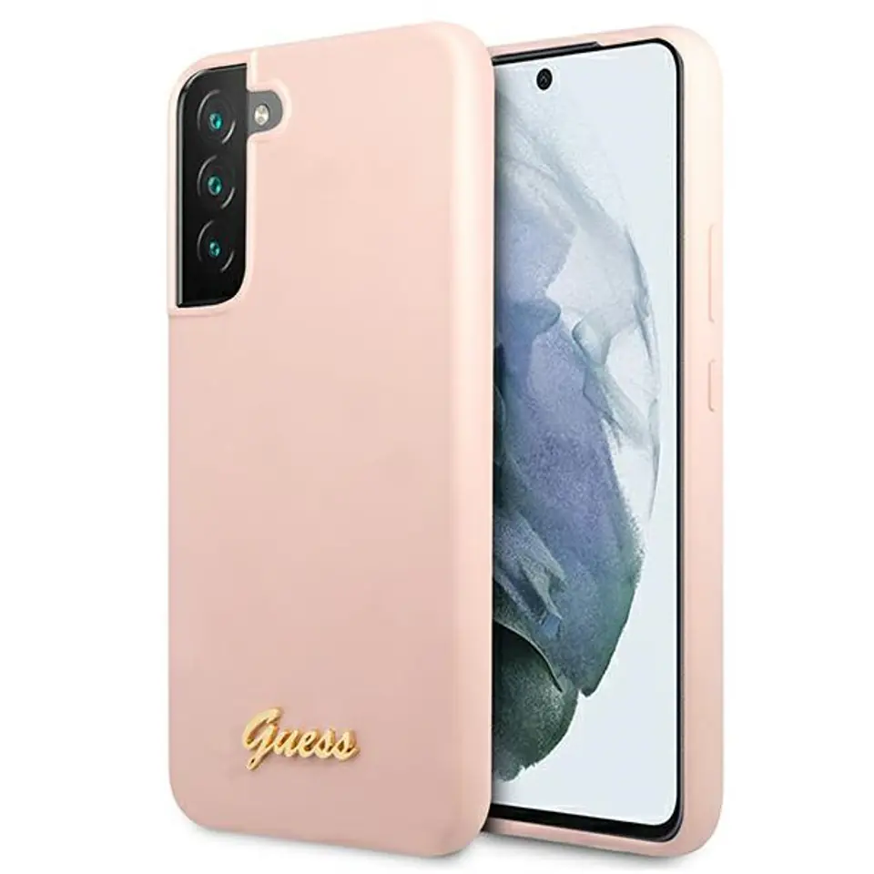 ⁨Guess GUHCS22MLSLMGPP S22+ S906 pink hardcase Silicone Script Metal Logo⁩ at Wasserman.eu