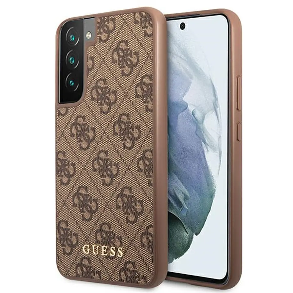 ⁨Guess GUHCS22SG4GFBR S22 S901 brązowy/brown hard case 4G Metal Gold Logo⁩ w sklepie Wasserman.eu