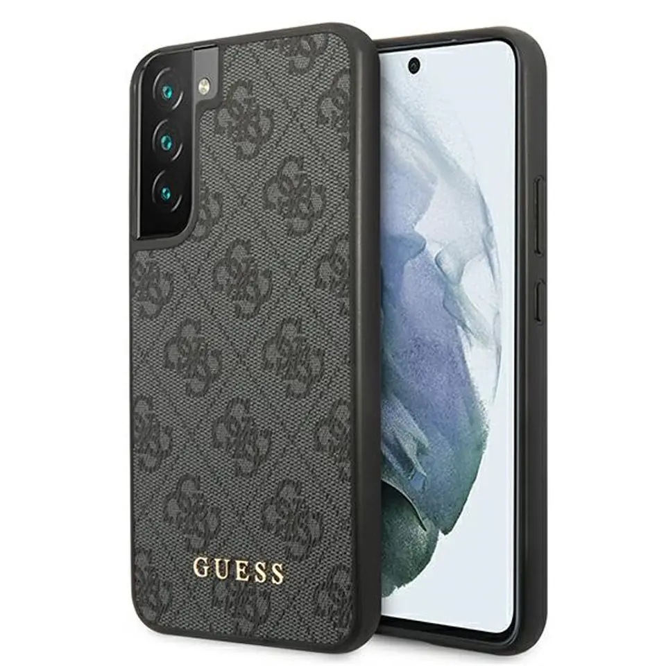 ⁨Guess GUHCS22SG4GFGR S22 S901 grey/grey hard case 4G Metal Gold Logo⁩ at Wasserman.eu