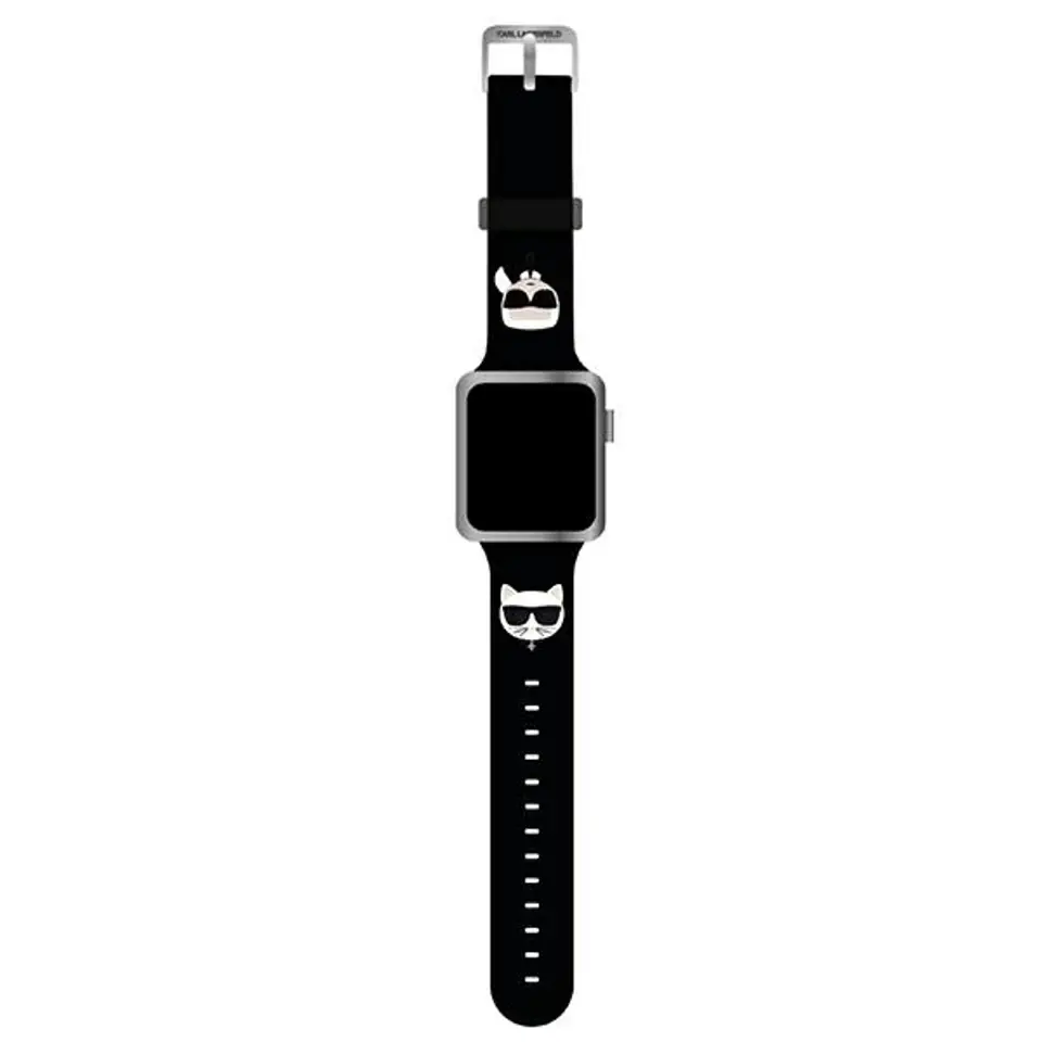 ⁨Karl Lagerfeld Pasek KLAWLSLCKK Apple Watch 42/44/45mm czarny/black strap Silicone Karl & Choupette Heads⁩ w sklepie Wasserman.eu