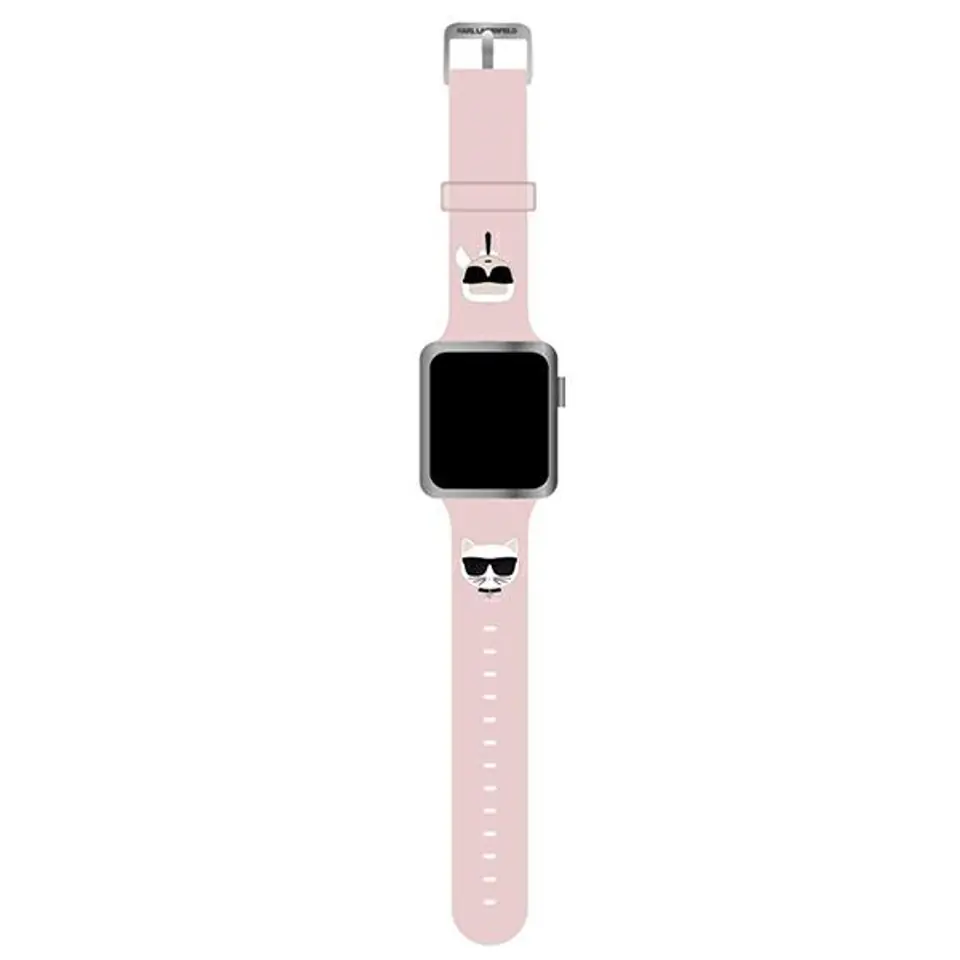 ⁨Karl Lagerfeld Silicone Karl & Choupette Heads – Pasek do Apple Watch 42/44/45 mm (różowy)⁩ w sklepie Wasserman.eu