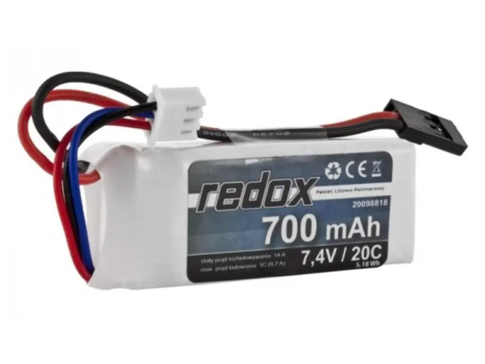 Redox 700 mAh 7,4V 20C (JR plug) - LiPo package at Wasserman.eu