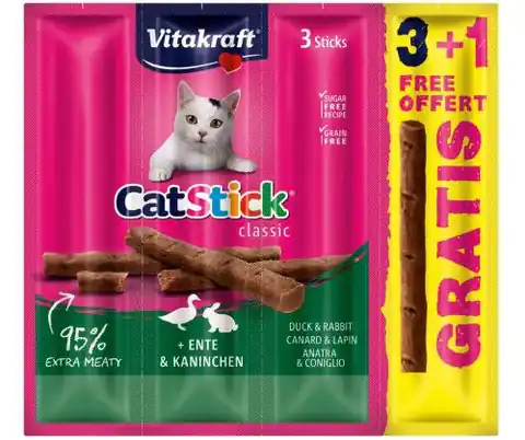 ⁨VITAKRAFT CAT STICK MINI duck and rabbit cat delicacy 3+1 free⁩ at Wasserman.eu
