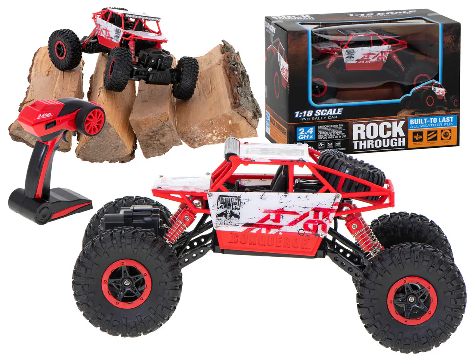 ⁨Samochód zdalnie sterowany na pilota RC Rock Crawler HB 2,4GHz 1:18 czerwony⁩ w sklepie Wasserman.eu