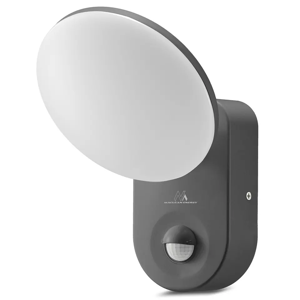 ⁨Maclean LED Lamp, Wall, With PIR Sensor, PC+ALU, 15W, 1100lm, IP65, Neutral White 4000K, Grey, MCE367⁩ at Wasserman.eu