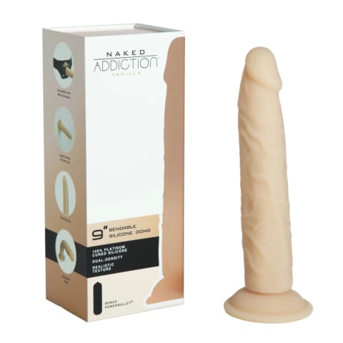 ⁨Naked Addiction Bendable 22,8 cm Vanilla silikonowy model z przyssawką⁩ w sklepie Wasserman.eu