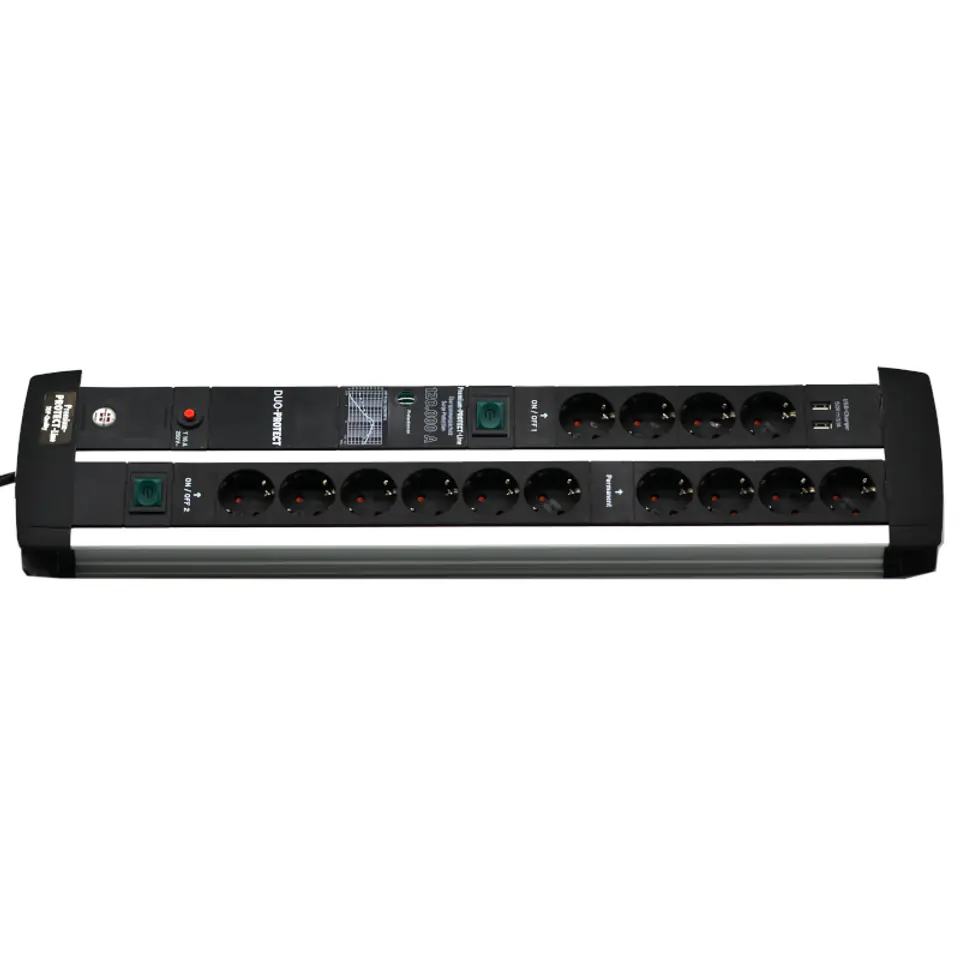 ⁨Premium Line surge protector 14 Euro sockets and 2x USB 3m 120.000A black Brennenstuhl 1392000232⁩ at Wasserman.eu