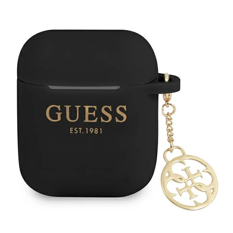 ⁨Guess 4G Charms Silicone Case - AirPods Case (Black)⁩ at Wasserman.eu