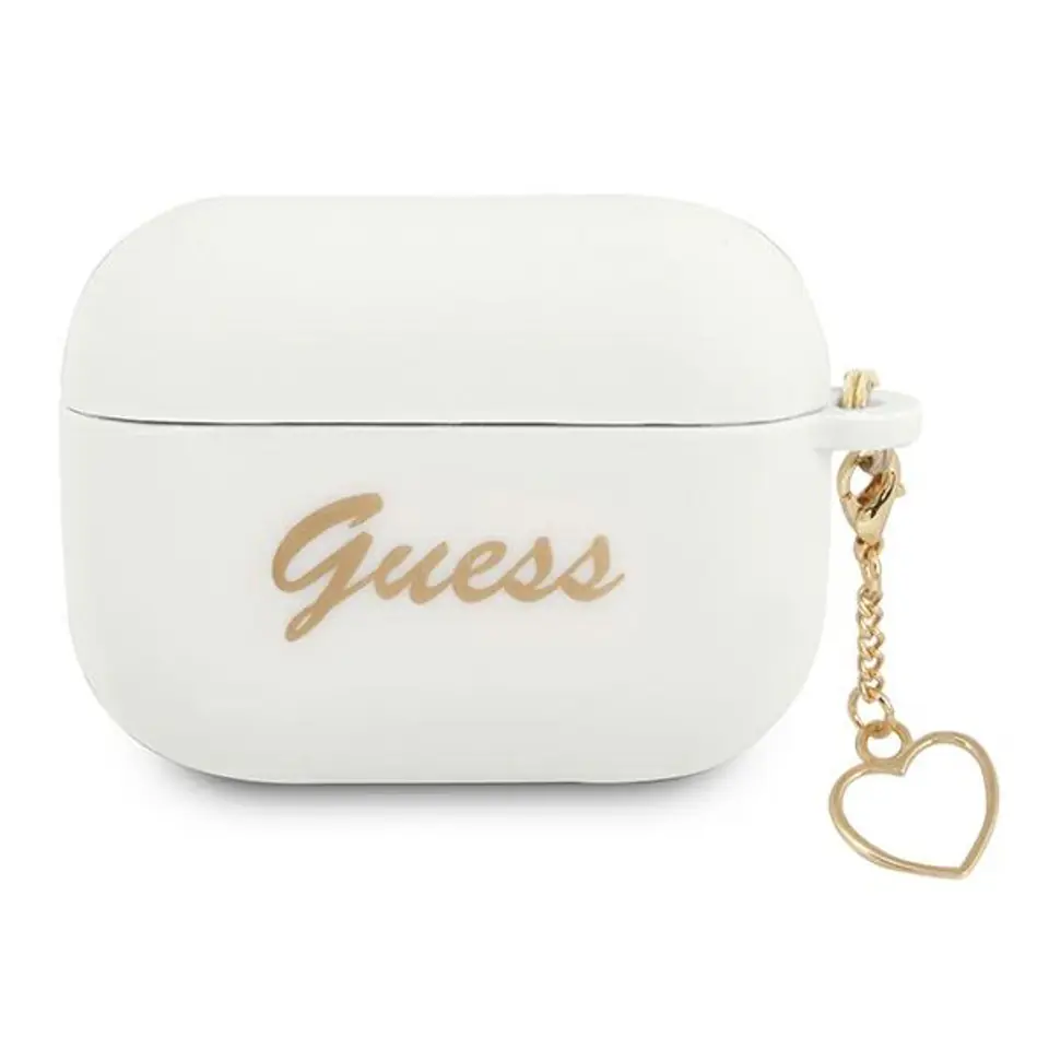 ⁨Guess GUAPLSCHSH AirPods Pro cover white/white Silicone Charm Heart Collection⁩ at Wasserman.eu