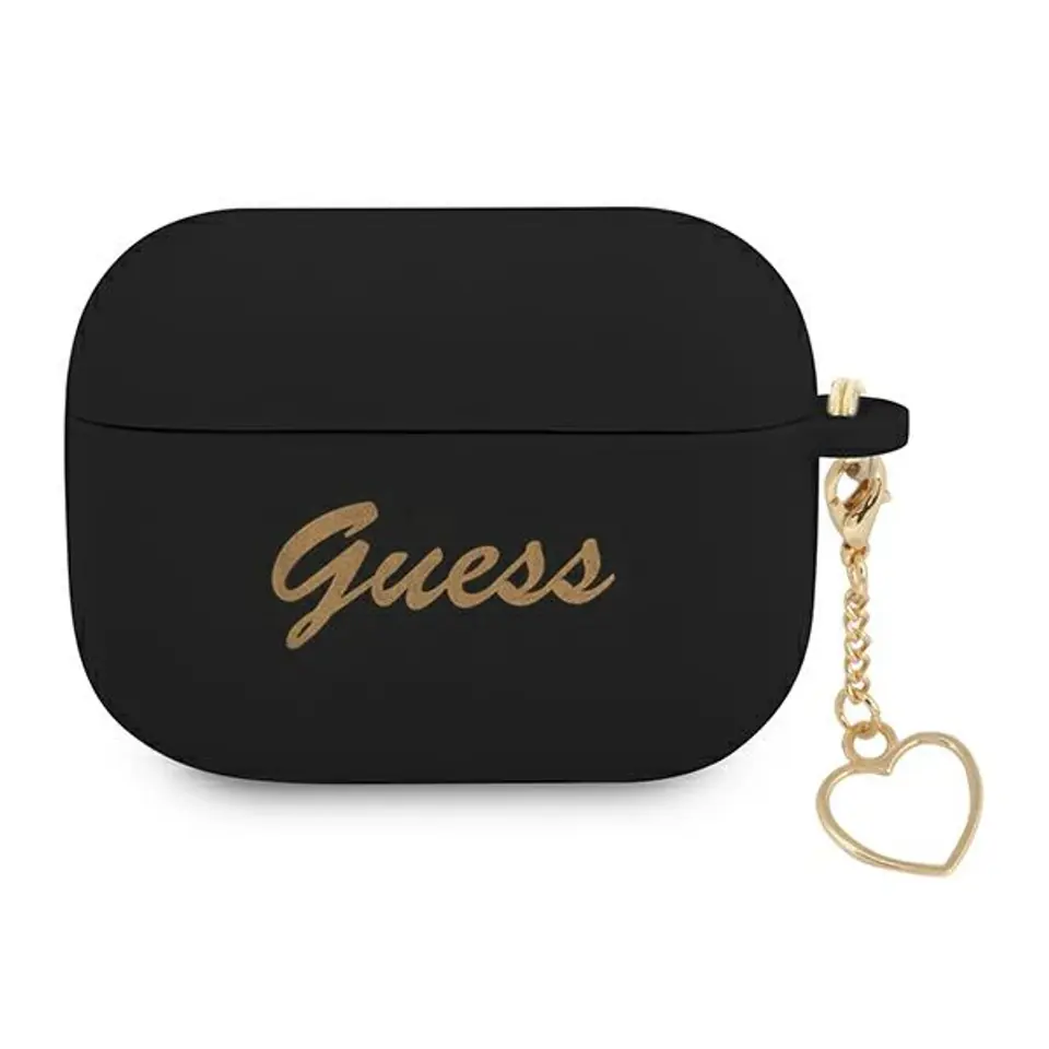 ⁨Guess GUAPLSCHSK AirPods Pro cover black/black Silicone Charm Heart Collection⁩ at Wasserman.eu