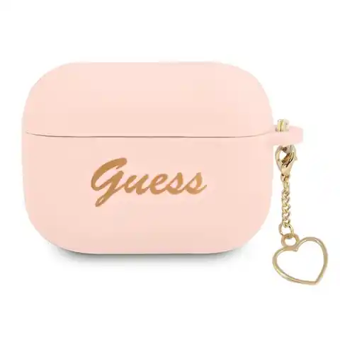 ⁨Guess GUAPLSCHSP AirPods Pro cover różowy/pink Silicone Charm Heart Collection⁩ w sklepie Wasserman.eu