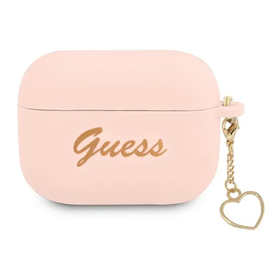 ⁨Guess GUAPLSCHSP AirPods Pro cover pink/pink Silicone Charm Heart Collection⁩ at Wasserman.eu