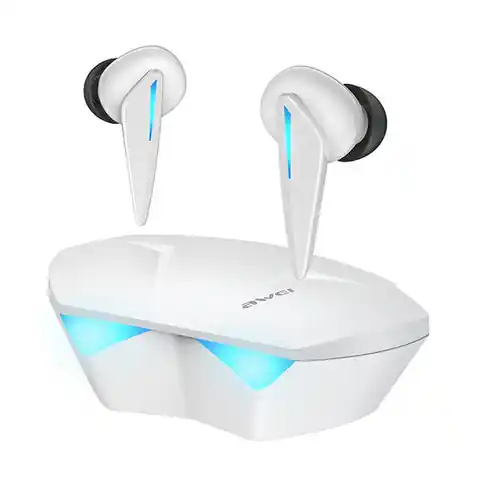 ⁨AWEI słuchawki Bluetooth 5.0 T23 TWS + stacja dokująca gamingowe biały/white⁩ w sklepie Wasserman.eu