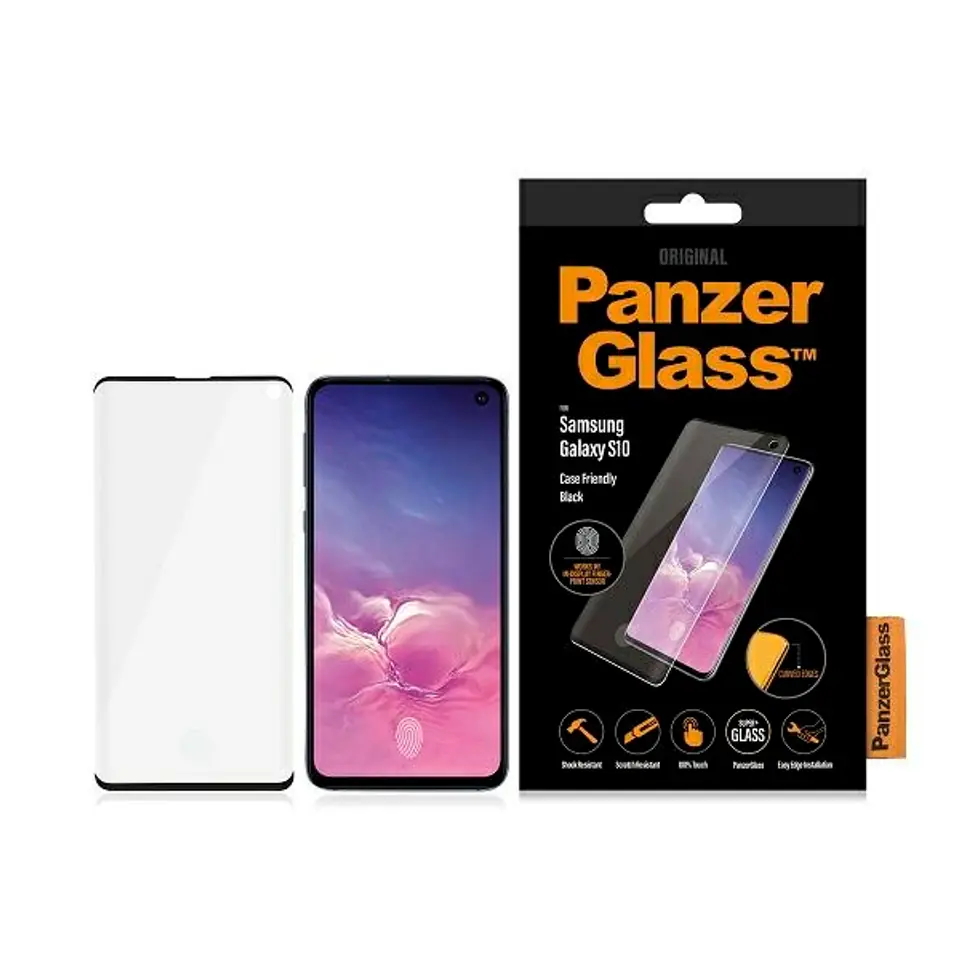 ⁨PanzerGlass Curved Super+ Samsung S10 G973 Case Friendly Finger Print czarny/black⁩ w sklepie Wasserman.eu