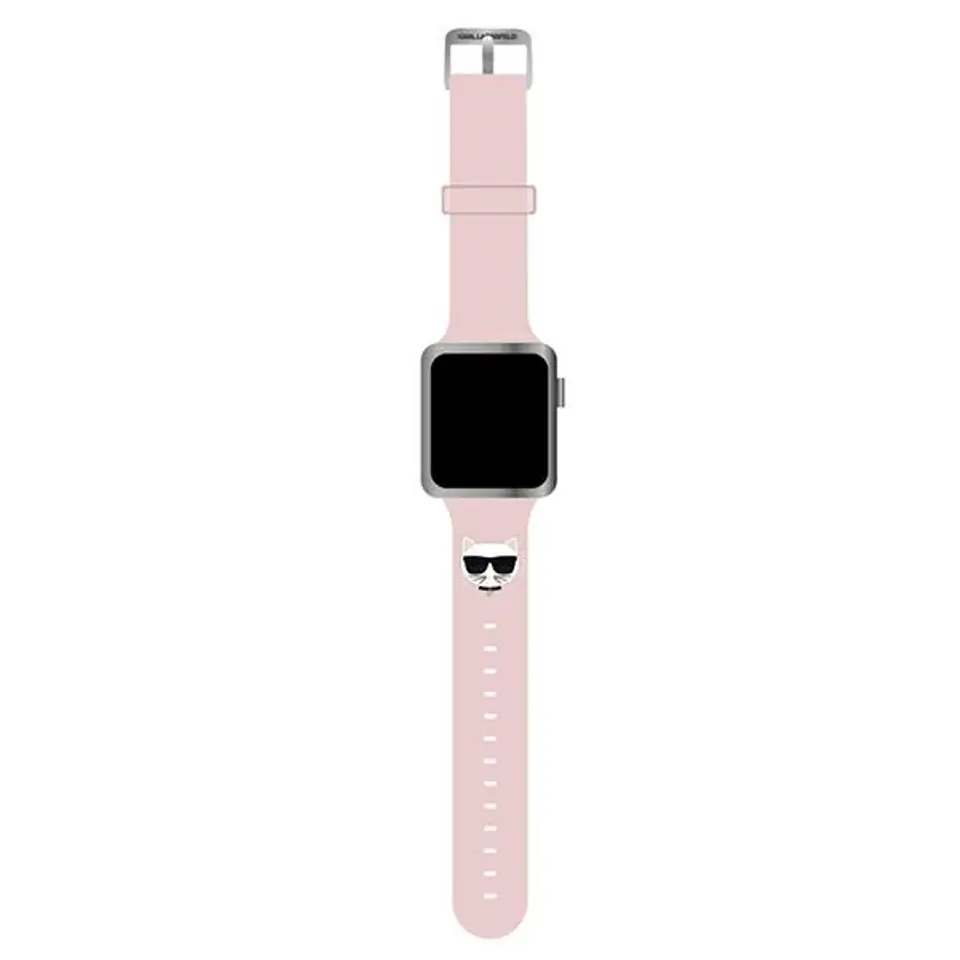 ⁨Karl Lagerfeld Pasek KLAWLSLCP Apple Watch 42/44/45mm różowy/pink strap Silicone Choupette Heads⁩ w sklepie Wasserman.eu